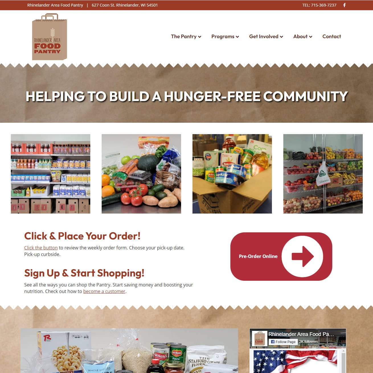 Rhinelander Area Food Pantry WEB WORK LIFE  Site Design